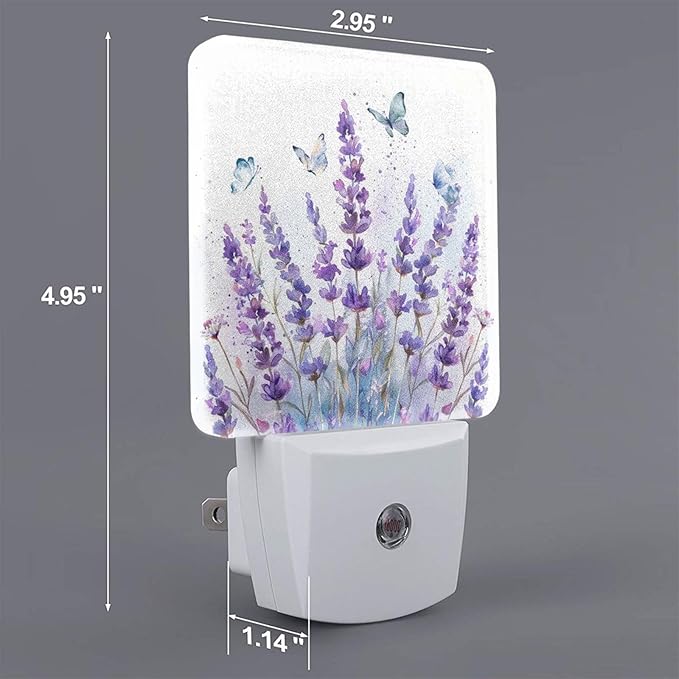 Led Night Light, Lanvender Butterfly Decorative Plug in Nightlights,with Smart Auto Dusk to Dawn Night Light for Bedroom, Kitchen, Nursery, Bathroom - Bloomnest