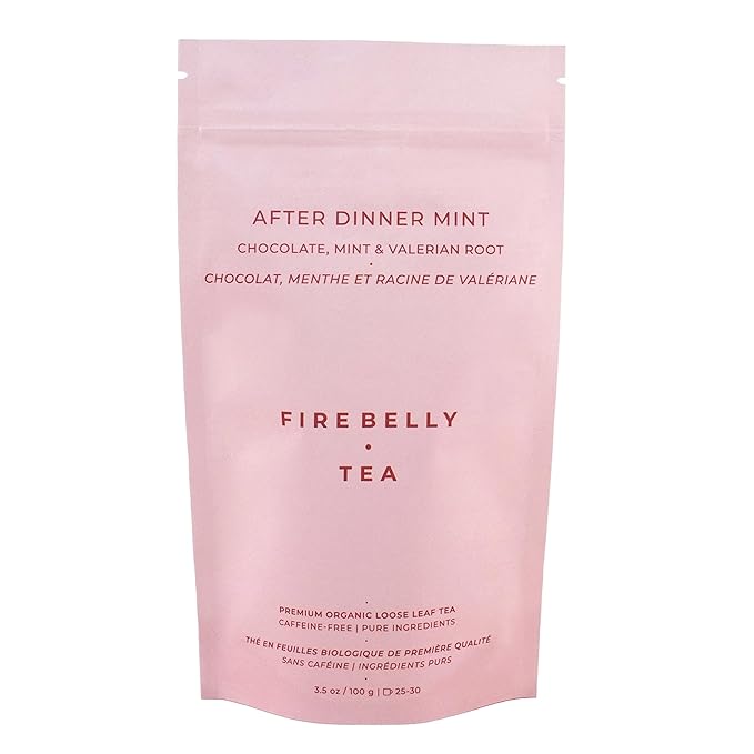 Firebelly Tea After Dinner Mint, Organic Chocolate & Mint Tea with Valerian Root for Sleep, Loose Leaf Herbal Drink, Caffeine-Free, For Relaxing Nighttime, 3.5 oz, Pack of 1 - Bloomnest