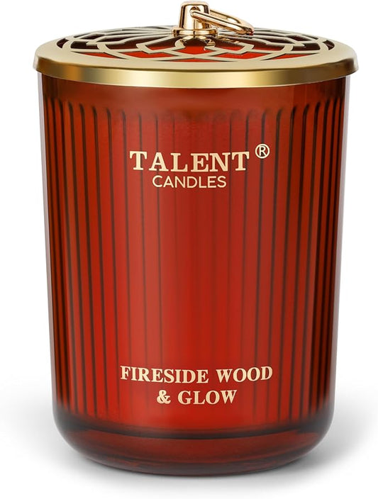 Jar Candles for Home Scented, Aromatherapy Candles Gifts for Women & Men, Natural Soy Candle, 8.4oz Traditional Style Fireside Wood & Glow - Bloomnest