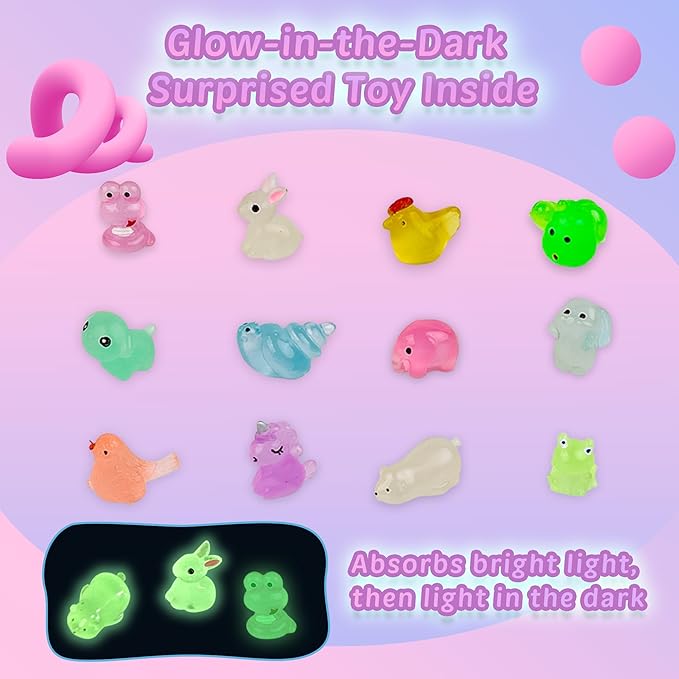 Bath Bombs for Kids, 12 Pcs Bath Bombs with Glow in The Dark Animal Surprise Inside, Handmade Organic Bubble Bath Ball Gift Set for Boys and Girls, Gift for Birthday Christmas Easter - Bloomnest