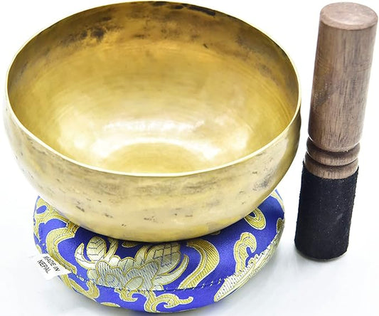 5 Inch Authentic Antique Old TibetanHand Hammered Himalayan Yoga Meditation Bowls-included Mallet and cushions Handmade in Nepal