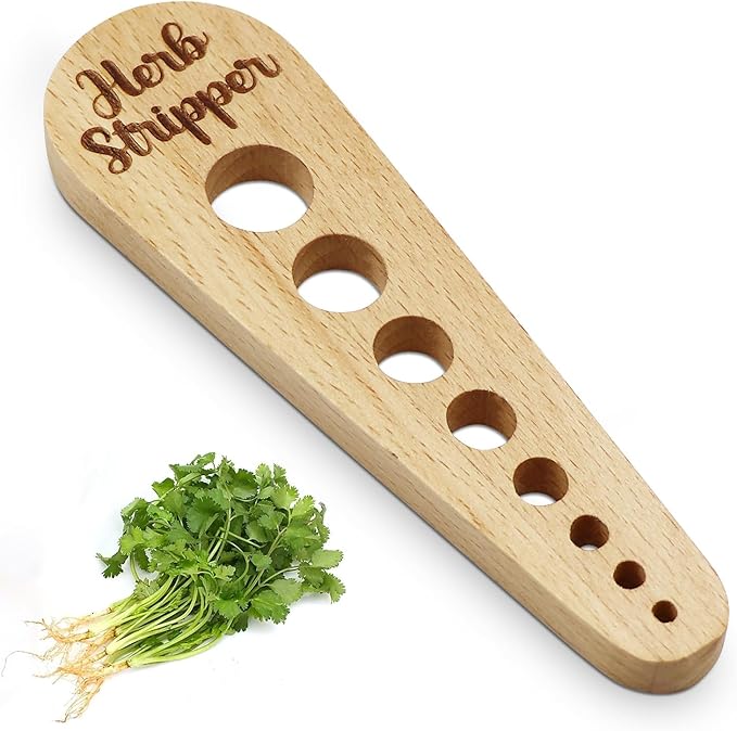 Herb Stripper Wooden Vegetable Leaf Remover Rustic Safe Kitchen Tool Cooking Gifts for Chefs and Housewives (Wooden) - Bloomnest