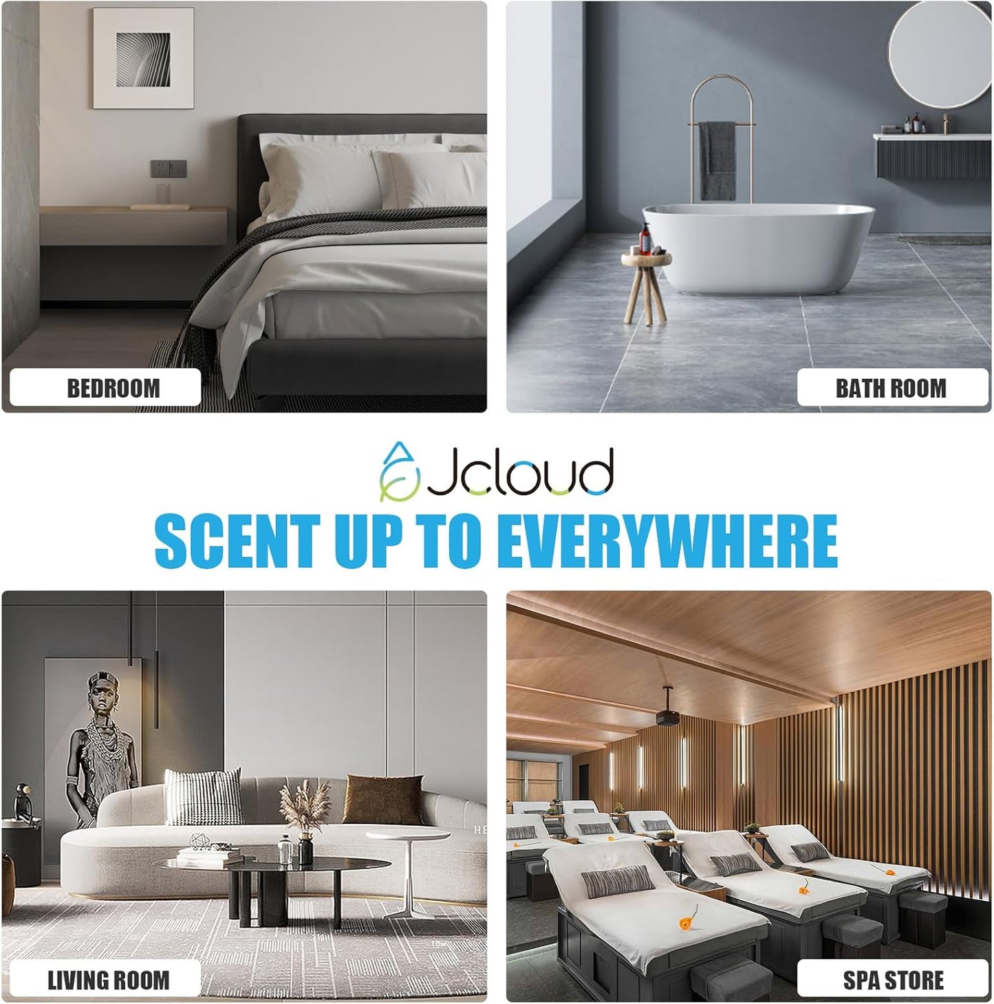 JCLOUD Upgrade Floor-Standing Scent Air Machine for Home, Hotel Scent Diffuser Luxury Commercial Version with Cold Air Tech 5000 Sq. Ft, 1L Waterless Aroma Diffuser for Large Room, Hotel, Office