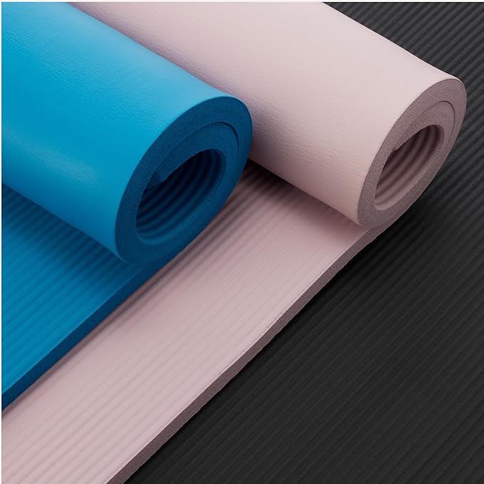 Amazon Basics 1 Inch Extra Thick Workout Exercise Yoga Mat with Carrying Strap - Bloomnest