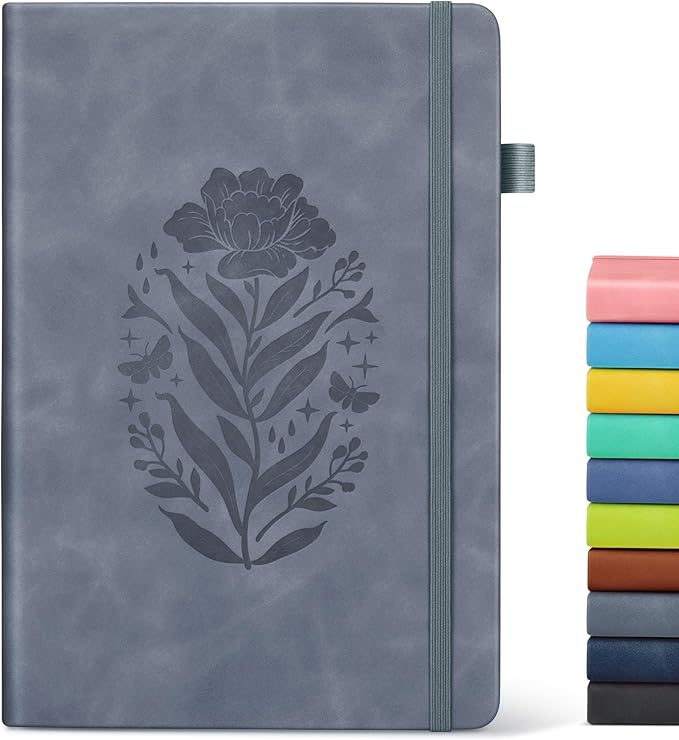 Lined Journal Notebook for Men Women, A5 Leather Journals for Writing, 200 Pages College Ruled Journal Notebook, Travel Daily Journal Notebook for Work School, Note Taking 5.75'' X 8.38'' Grayblue - Bloomnest