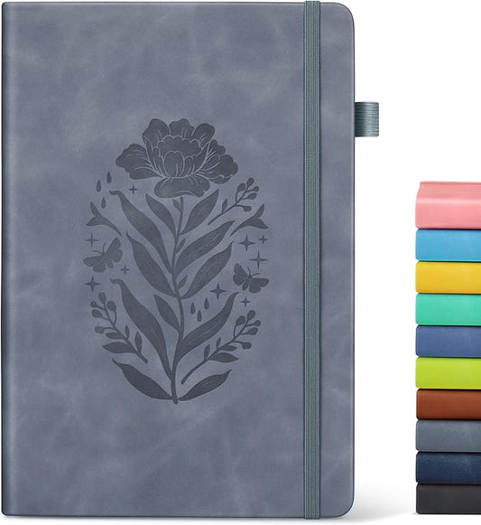 Lined Journal Notebook for Men Women, A5 Leather Journals for Writing, 200 Pages College Ruled Journal Notebook, Travel Daily Journal Notebook for Work School, Note Taking 5.75'' X 8.38'' Grayblue - Bloomnest