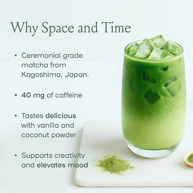 SPACE AND TIME Create - Mushroom Matcha Tea - 20 Cups of Creativity, Energy & Enhanced Mood - Organic Matcha Powder with Lions Mane, L-Theanine & Saffron - Bloomnest