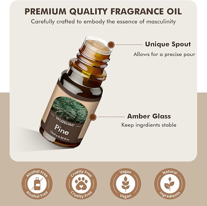 Classic Man Fragrance Oils Set, Mens Essential Oils Set - Pine, Sweet Tobacco, Bay Rum, Cologne, Copaiba, Sandalwood Candle Scents for Candle Making, Soap Making Supplies, Diffuser Oil Scents - Bloomnest