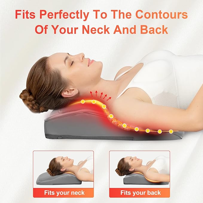 COMFIER Shiatsu Neck and Back Massager with Heat & Vibration, 3D Deep Kneading Back Massage for Pain Relief, Home Office Use,Gift for Her/Him,Gray - Bloomnest