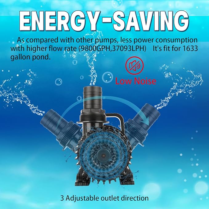 WaterRebirth (9800GPH-620W,UL listed) High Flow Submersible Pond Water Aquarium Pump Multi Scenario Application - Bloomnest