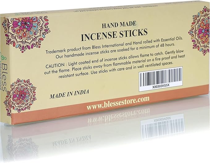 Bless-Sandalwood 100%-Natural-Handmade-Hand-Dipped-Incense-Sticks Organic-Chemicals-Charcoal-Free Purification-Relaxation-Positivity-Yoga-Meditation Best-Woods-Scent (80 Sticks (4.20 OZ)) BlessInternational