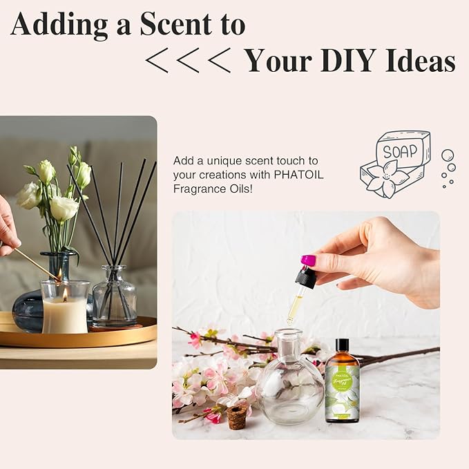 100ML/3.38fl.oz White Musk Fragrance Oils, PHATOIL White Musk Oil for Diffuser, Humidifier, Scented Oils for DIY Soap, Candle Making with Premium Glass Dropper PHATOIL