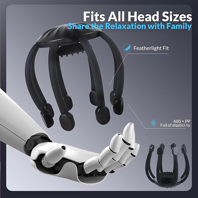 Electric Scalp Massager, 360° Octopus Head Massager Automatic 4 Modes Scalp Stress Relax Device-8 Heads MEDAMOC