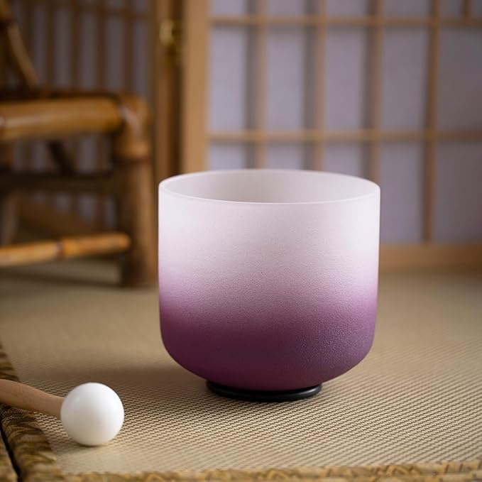 KVKA 432Hz 6-12" Set of 7 pcs Aria Colored Quartz Crystal Singing Bowl Sound Healing Tuned Bell with Carrying Case