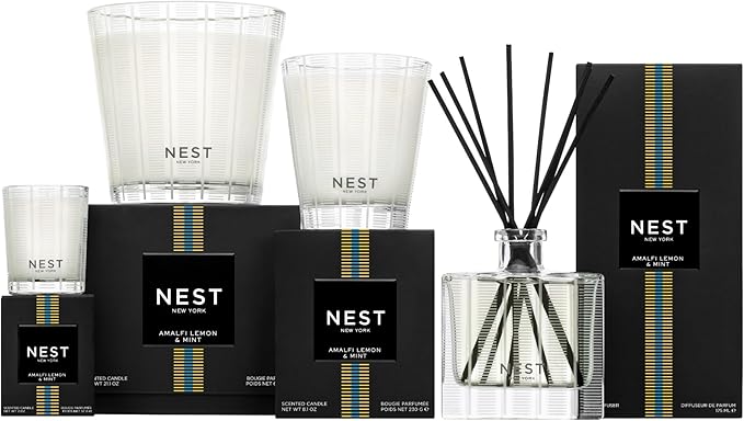 NEST New York Scented Classic Candle, Amalfi Lemon & Mint - 8.1 oz - Up to 60-Hour Burn Time - Reusable Glass Vessel - Bloomnest