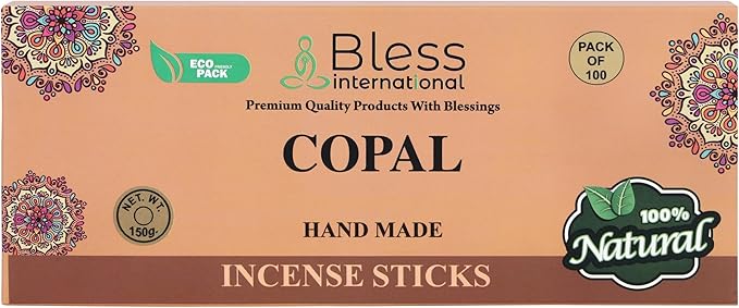 Bless-Copal 100%-Natural-Handmade-Hand-Dipped-Incense-Sticks Organic-Chemicals-Charcoal-Free Purification-Relaxation-Positivity-Yoga-Meditation Best-Woods-Scent (100 Sticks(5.25 OZ)) BlessInternational