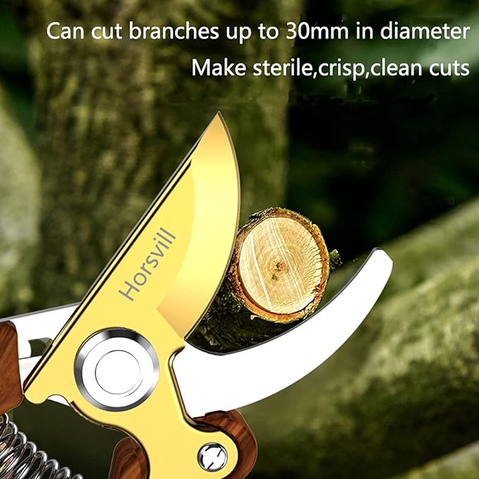 Garden Shears, Japanese Floral branch cutters, Snips for Gardening, Flower scissors Florist clippers, Hand Held Pruners for Gardening Heavy Duty, Pruning shears for garden (Wood grain) - Bloomnest