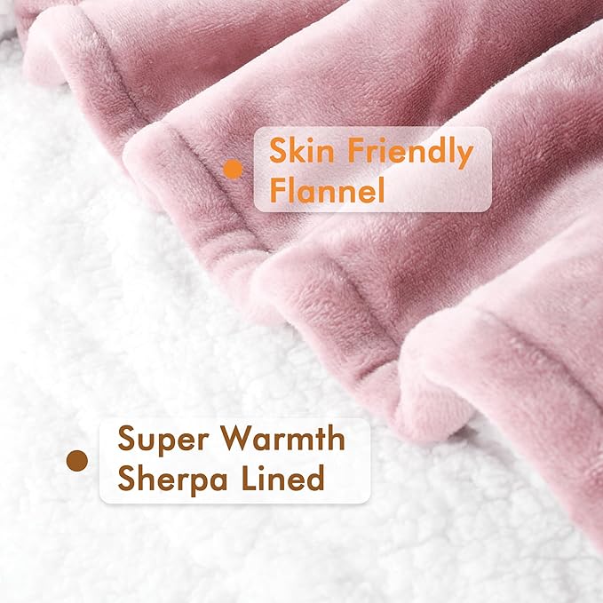 Tirrinia Sherpa Wearable Blanket With Sleeves, Full Body Throw Reading Wrap TV Blankets - Bloomnest