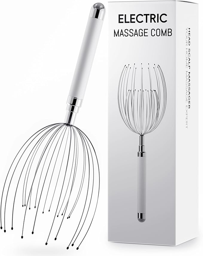 Winyoung Head Massager Scalp, Electric Scalp Massager with 20 Metal Fingers – Head Scratcher & Hair Massage Tool, Waterproof Head Massage for Stress Relief, Stocking Stuffers Gift for Women & Men Winyoung