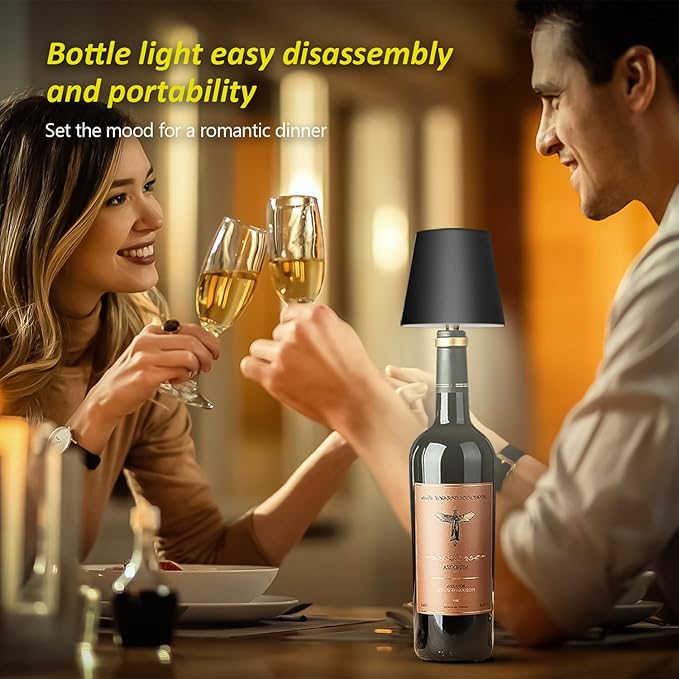 2025 New Wireless Bottle Lamp - LED Bottle Lights for Liquor & Wine Bottles, Cordless Lampshade, Whiskey Bottle Top Light, Bottle Stopper Night Light Kit, Rechargeable RGB Remote & Touch-Dimmable - Bloomnest