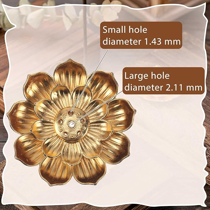 Layhit 60 Pcs Diwali Gifts Bulk Incense Holder 2.16 Inches/5.5 cm Return Gifts for Pooja Navratri Gold Lotus Incense Sticks Holder, Zinc Alloy Stick/Coil/Cone Anti Ash Spilling - Bloomnest