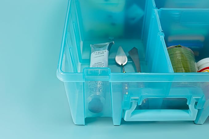 ArtBin 6990AA Super Satchel Double Deep Compartment Box - Art Storage with 8 Removable Compartments, Smart Closure for Craft Supplies (Aqua Mist- Pack of 1) - Bloomnest