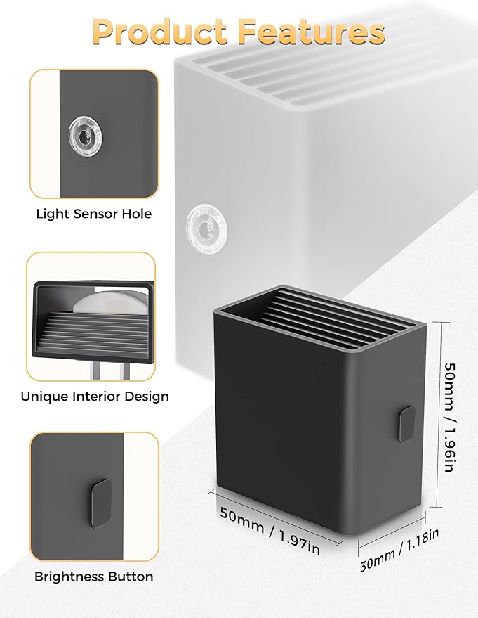 DORESshop LED Night Lights Plug into Wall [2 Pack], Plug in Nightlight, 3 Level Brightness Adjustable Night Light, Dusk to Dawn Sensor, Nightlights for Adults, Bedroom, Bathroom, Hallway, 1800K - Bloomnest