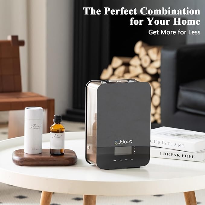 JCLOUD Upgrade Scent Air Machine for Home, HVAC Scent Diffuser Cover Up to 2000 Sq. Ft, Black with Royal Serenity Essential Oil - Inspired by Luxury Hotel Scent 100ML - Bloomnest