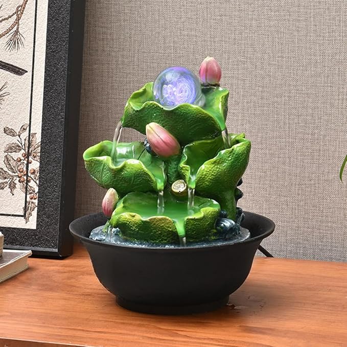 Tabletop Fountain House Decor Waterfall Fountain with Color-Changing LED Light for Office, Living Room, or Bedroom,Relaxing Indoor Tabletop Water Fountain(2813) - Bloomnest