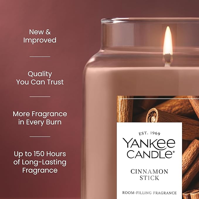 Yankee Candle, Cinnamon Stick Fall Scented Candle, 22oz Large Jar with up to 150 Hour Burn Time - Bloomnest
