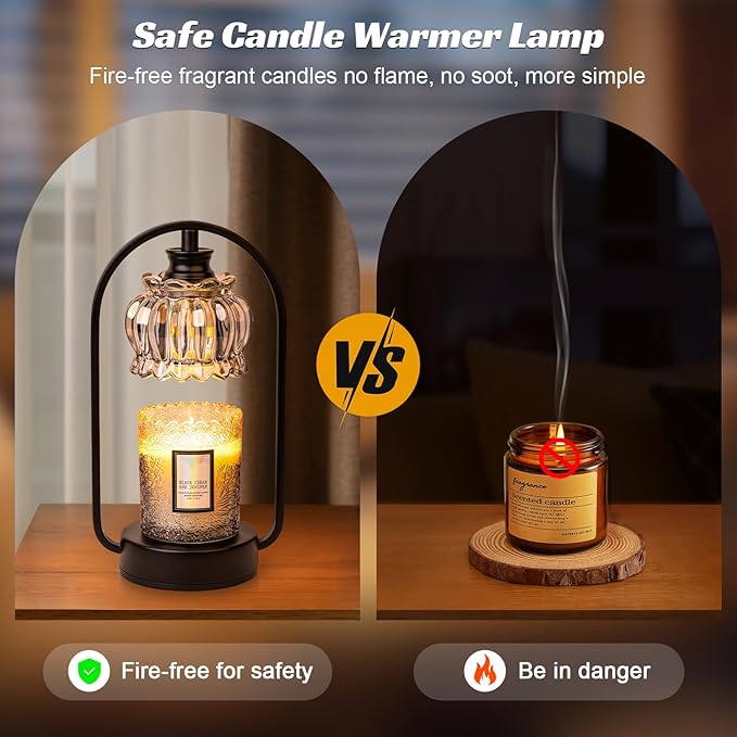 Candle Warmer Lamp, Electric Light with Timer Dimmer Clear Flower Shape Wax Melt Warmer for Birthday, Mothers Day, House Warming Gift (Includes 2 Bulbs) - Bloomnest