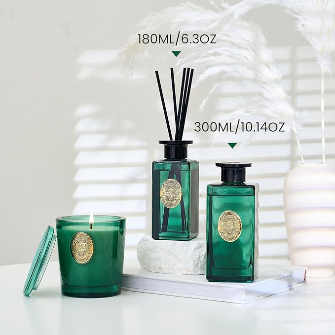 M&SENSE 10.14 oz Large Reed Diffuser Set | Evergreen Pine Scent Oil Diffuser with Sticks | Hotel Collection Non-Toxic Essential Oil |for Bedroom Bathroom Living Room - Bloomnest