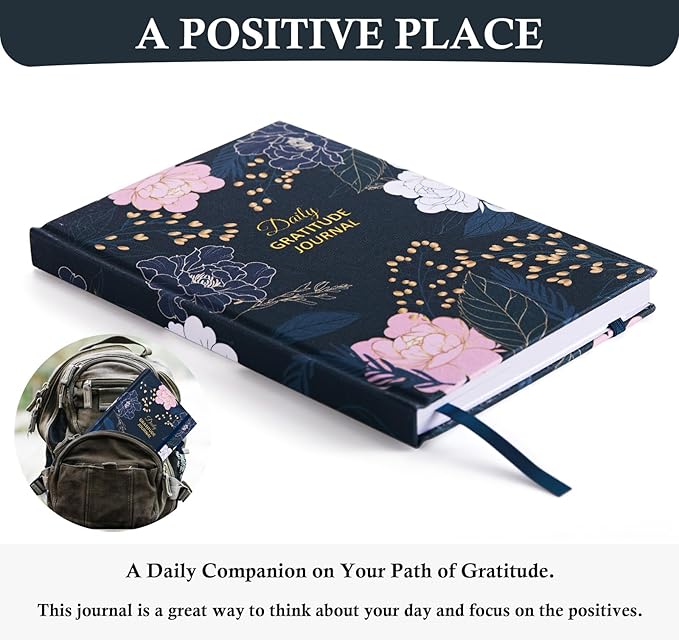 Gratitude Journal with 4 Inspirational Stickers: Undated Daily Gratitude Journal for Women and Men - More Happiness, Affirmation, and Mindfulness in A Few Minutes with Prompts & Quotes (Peony) - Bloomnest