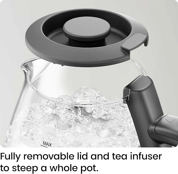 Chefman Electric Kettle with Tea Infuser, 1L 1500W, Removable Lid for Easy Cleaning, Boil-Dry Protection, Stainless Steel Filter, BPA Free, Auto Shut Off Hot Water Boiler, Small Electric Tea Kettle