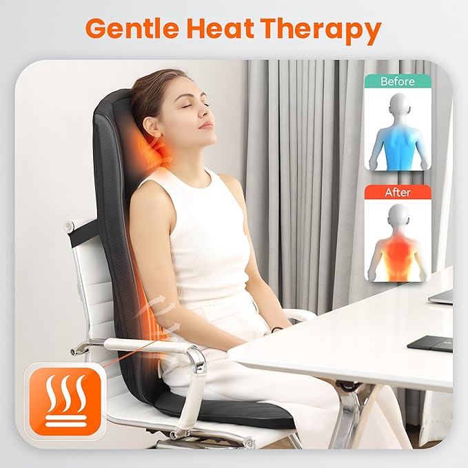 Snailax Upgraded Shiatsu Back Massager with Heat -Deep Kneading Massage Chair Pad with Adjustable Intensity,Full Body Massage Seat Cushion for Relaxation - Bloomnest