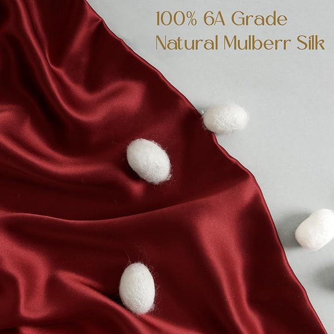 ZIMASILK 100% Mulberry Silk Pillowcase for Hair and Skin Health,Soft and Smooth,Both Sides Premium Grade 6A Silk,600 Thread Count,with Hidden Zipper,1pc (Standard 20''x26'',Burgundy) - Bloomnest