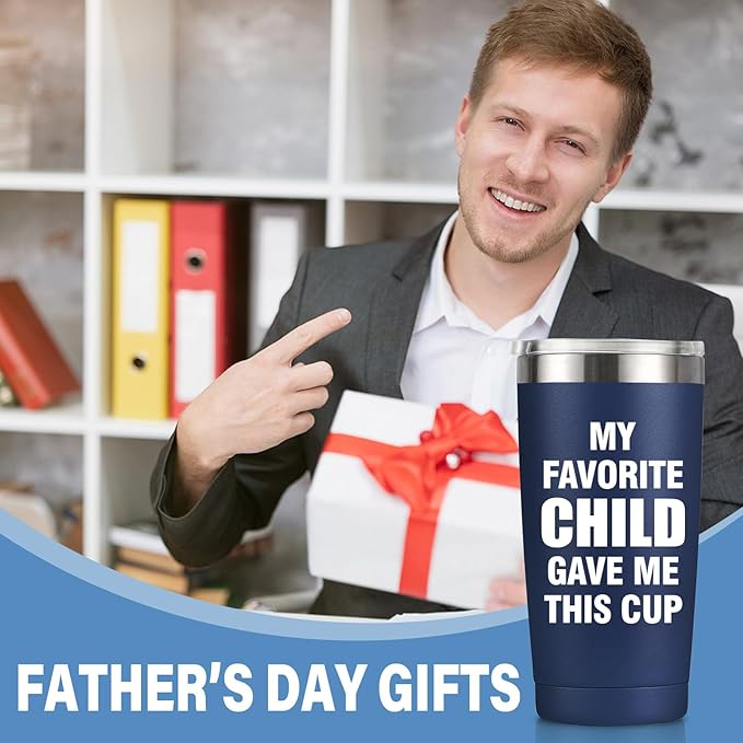 MASGALACC Birthday Gifts For Dad From Daughter, Son, Kids - Husband Present Ideas for Bonus-Dad, Valentines Father Day Christmas - 20 Oz Tumbler, Navy Blue