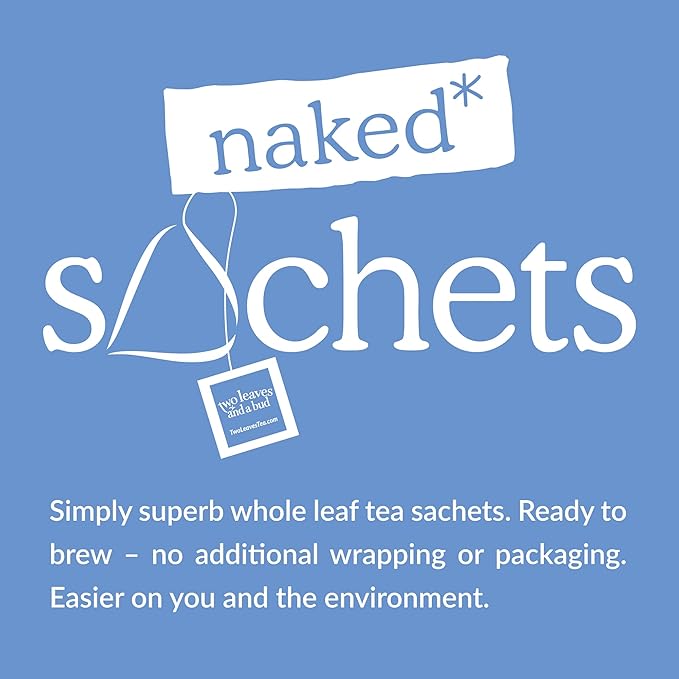 Two Leaves and a Bud Organic Earl Grey - 50 Naked Tea Sachets - Whole Leaf Black Tea in Eco-Friendly Unwrapped Compostable Sachets, Resealable Bag, 50 Count (Pack of 1) - Bloomnest