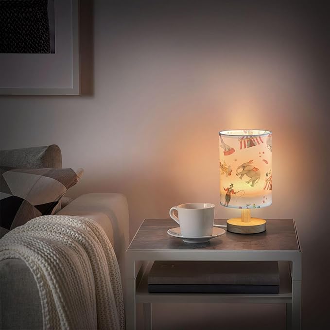Circus Animals Clown LED Table Lamp with USB Port Night Light Bedroom Lamps for Nightstand Living Room Dorm Home Office Desk - Bloomnest