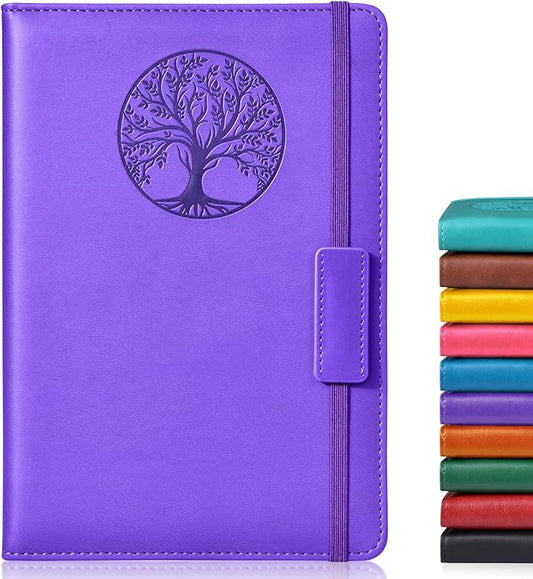 Lined Journal Notebook for Women Men,256 Pages A5 Hardcover Leather Journals for Writing,Travel,Business,Work & School,College Ruled Notebooks for Note Taking,Diary Notepad 5.7"×8.3" purple - Bloomnest