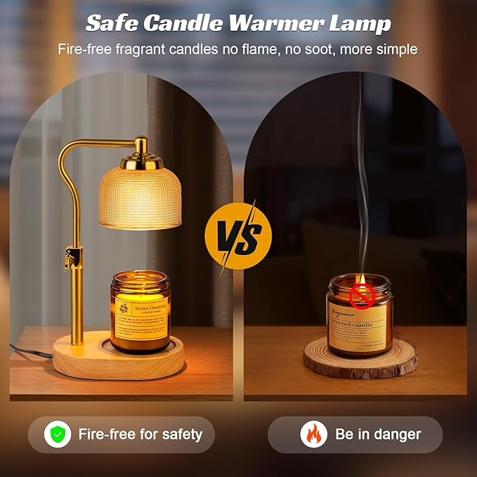 TantaScent Electric Candle Warmer Lamp in Vintage Birdcage Design with Timer – Scented Jar Candle Melter for Home Decor, Housewarming, Birthday, and Christmas (Includes 2 Bulbs) (Golden Round) - Bloomnest