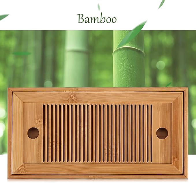 Joyzan Chinese Tea Tray, Mini Bamboo Japanese Gongfu Serving Plate Kung Fu Water Storage Drainage Table Small Wooden Natural Wood Set Box Reservoir Drawer Type Box Household Home Office Teahouse - Bloomnest