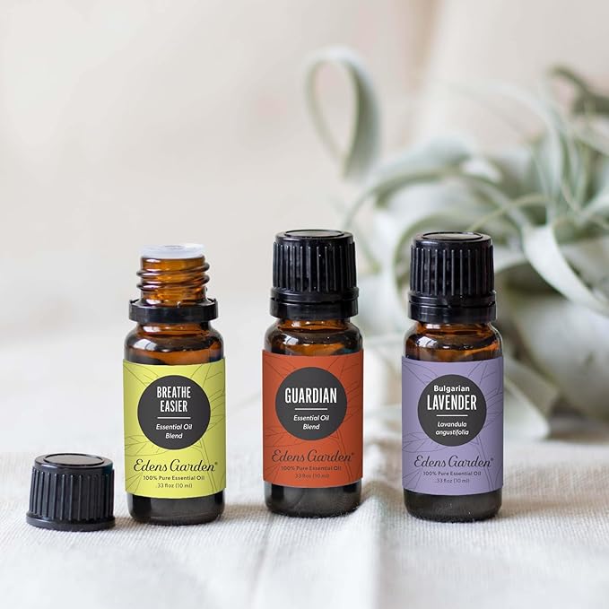 Edens Garden Essential Oils Well-Being 3 Set – 100% Pure Therapeutic Grade, Undiluted, Natural Aromatherapy for Skin, Diffusers & Home – Includes: Breathe Easier, Guardian & Lavender, 10 ml/ 3 Pack - Bloomnest