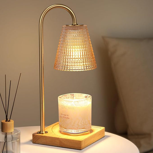 Amber Candle Warmer Lamp-Dimmable Candle Lamp with Timer, Christmas Birthday Gifts for Women, House Warming Gifts for New Home Bedroom Decor, Vintage Wax Warmer for Scented Wax