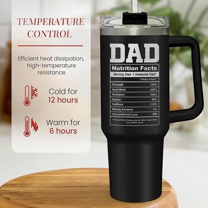 SANDJEST Best Dad Ever Tumbler 40oz Stainless Steel Insulated with Lid & Straw, Dads Gifts for Christmas Birthday Valentine Fathers Day, Father Coffee Cup Gift for Dad Daddy Father from Daughter Son - Bloomnest