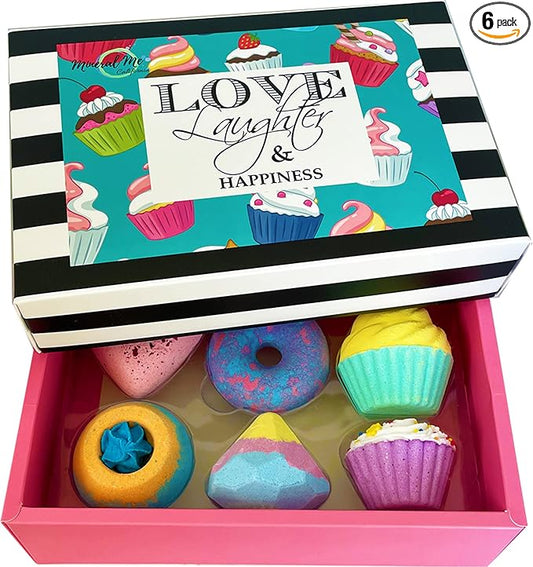 Bath Bombs Gift Set for Christmas - Bath Bombs for Girls, 6 Aromatherapy Natural BathBombs w/Organic Ingredients Skin Moisturizing Bubble BathBombs for Women Relaxing, Kids Stocking Stuffers - Bloomnest