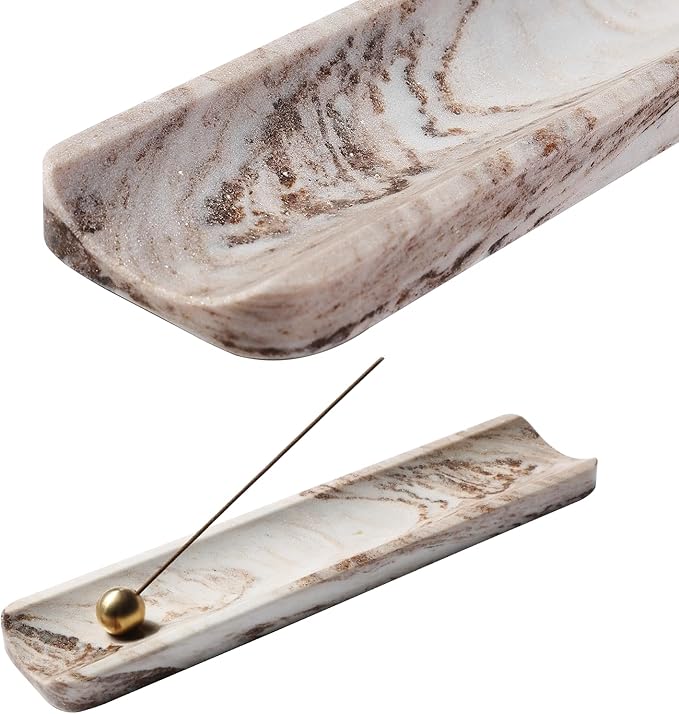 Koville Italian Natural Marble Incense Holder, Incense Holders for Sticks, Incense Burner Holder, Ideal for Meditation and Relaxing, Easy to Clean(Palissandro Classico) - Bloomnest