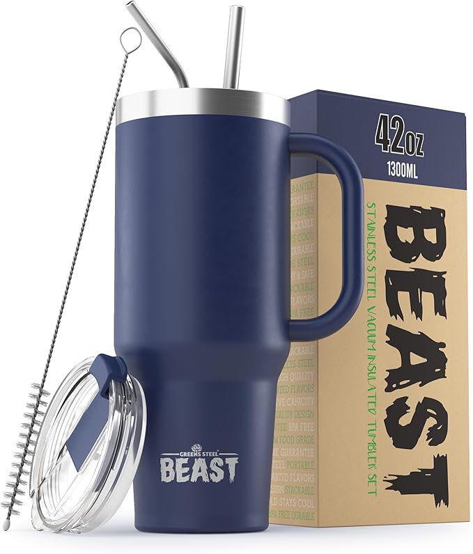 Beast 42 oz Tumbler Stainless Steel Vacuum Insulated Coffee Ice Cup Double Wall Travel Flask (Royal Blue) - Bloomnest