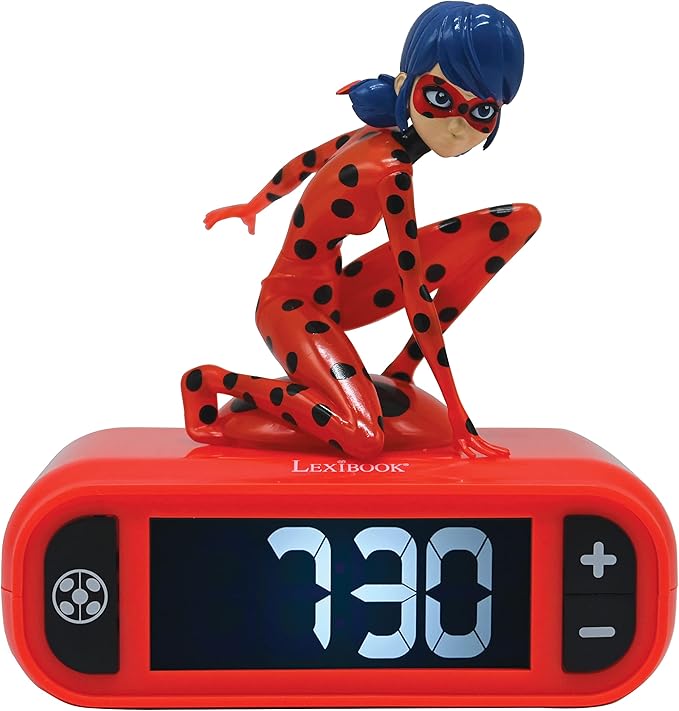 LEXiBOOK - Miraculous Digital Alarm Clock with Night Light Snooze, Clock, Luminous Ladybug, Red Colour - RL800MI - Bloomnest