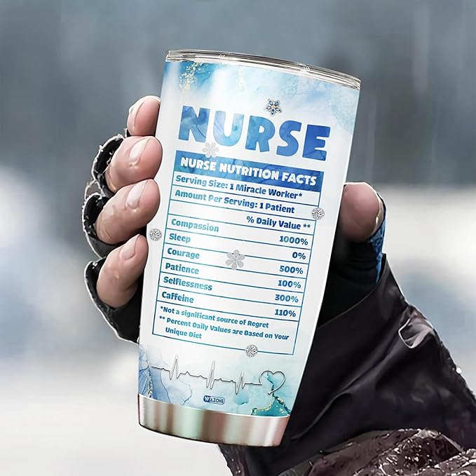 WAZONE Personalized Nutrition Facts Nurse Stainless Steel Tumbler 20 30oz Heartbeat Stethoscope Jewelry Insulated Travel Mug Medical Healthcare Graduation Gift For Nursing Women - Bloomnest